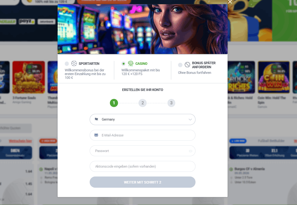 Registration at 20bet step by step