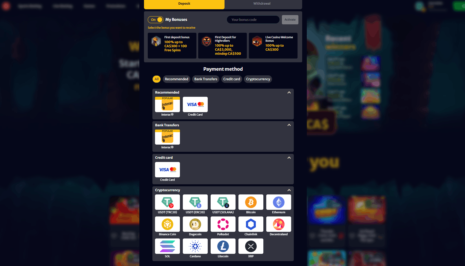 How to deposit at Hellspin