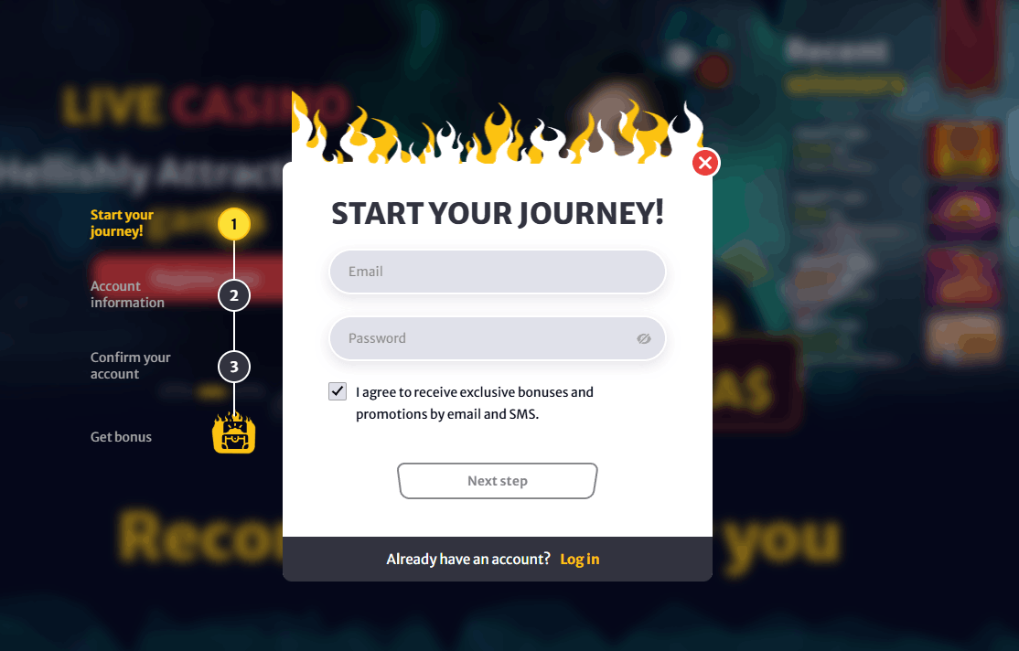 Registration at Hellspin step by step