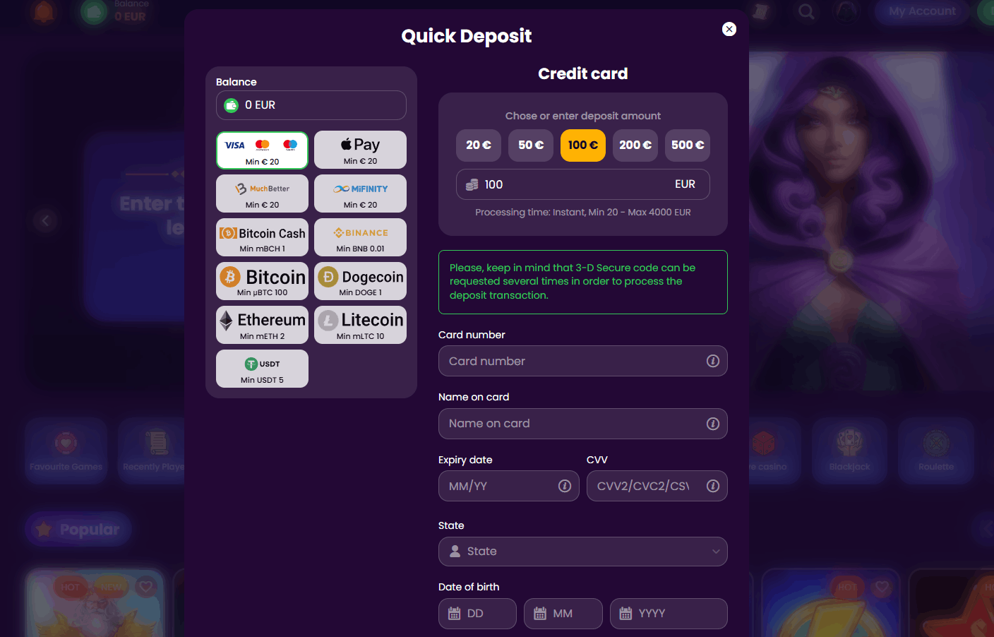 How to deposit at Spinando
