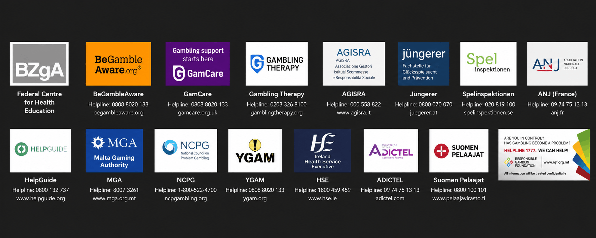 Gambling support organisations